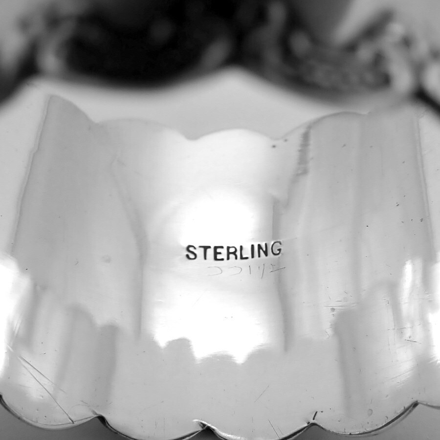 Scroll Border Napkin Ring Sterling Silver Mono CJK
