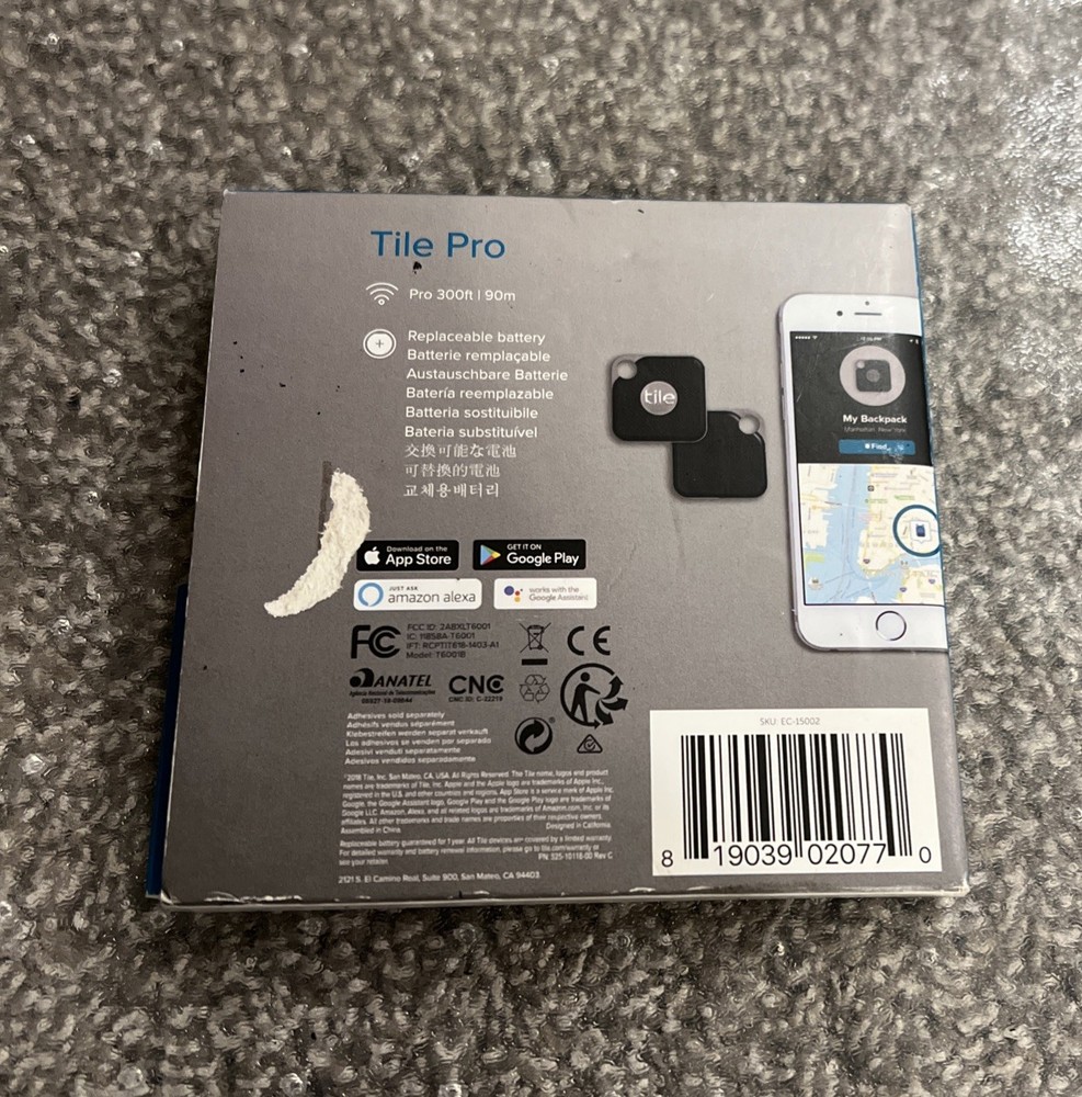 Tile Pro Tracker 2 Pack - Replaceable Battery - Black - Open Box -