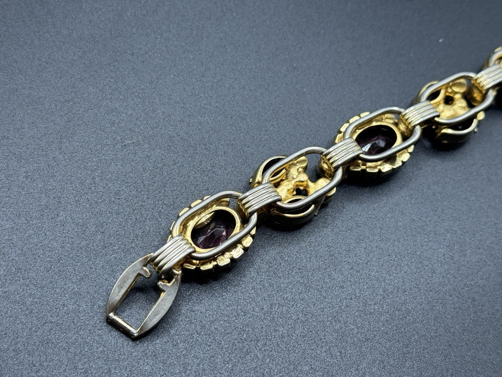 Vtg Juliana Delizza Elster 5-Link Bracelet +Brooch Lavender Mauve Hot Pink As-is