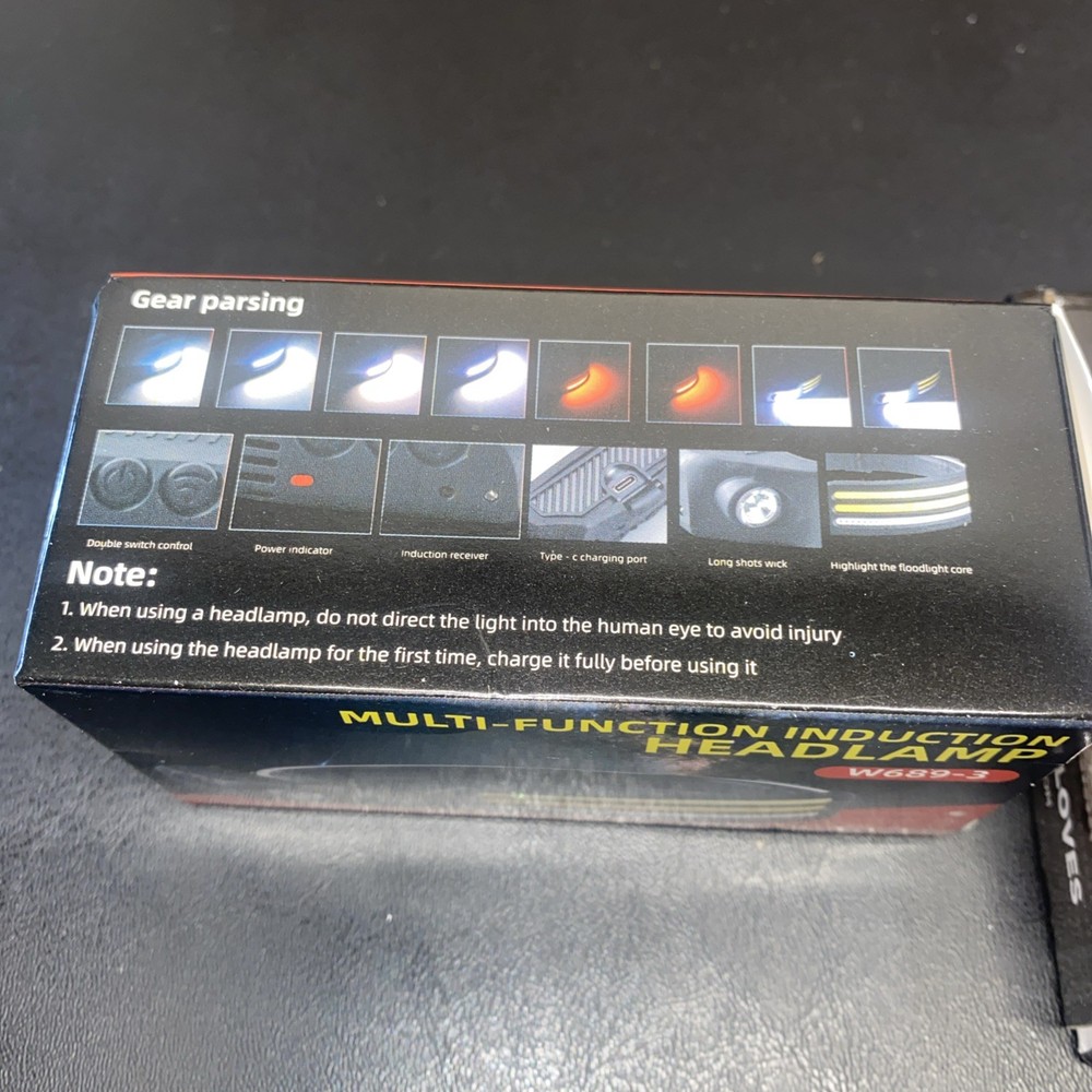 Multi Function Induction Headlamp W689-3 LED, Supergloves LED light-New In Box