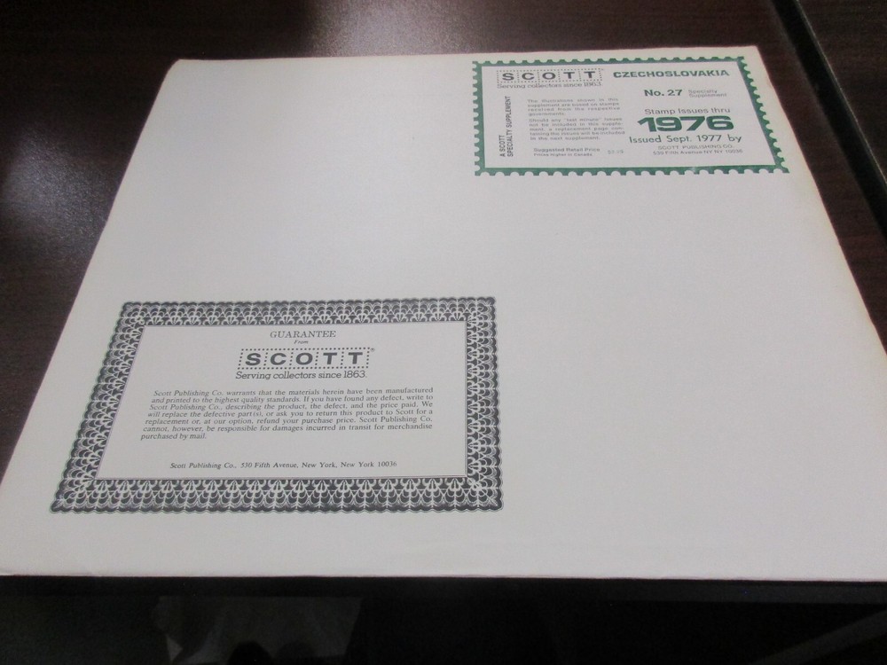 THE SCOTT SUPPLEMENT CZECHOSLOVAKIA #27  ,1976 W/FREE SHIPPING!!