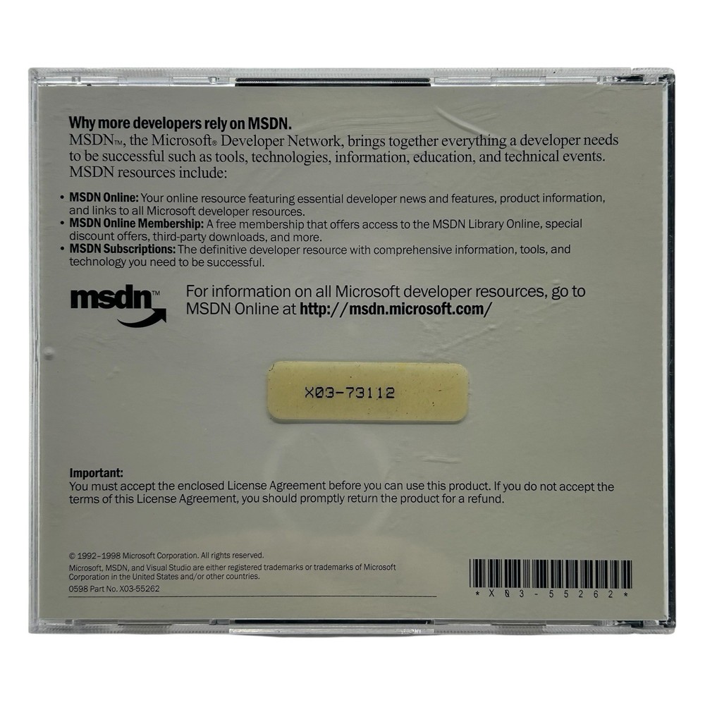 Microsoft Developer Network Visual Studio Basic 6.0 6 MSDN Library 2 Disc Set