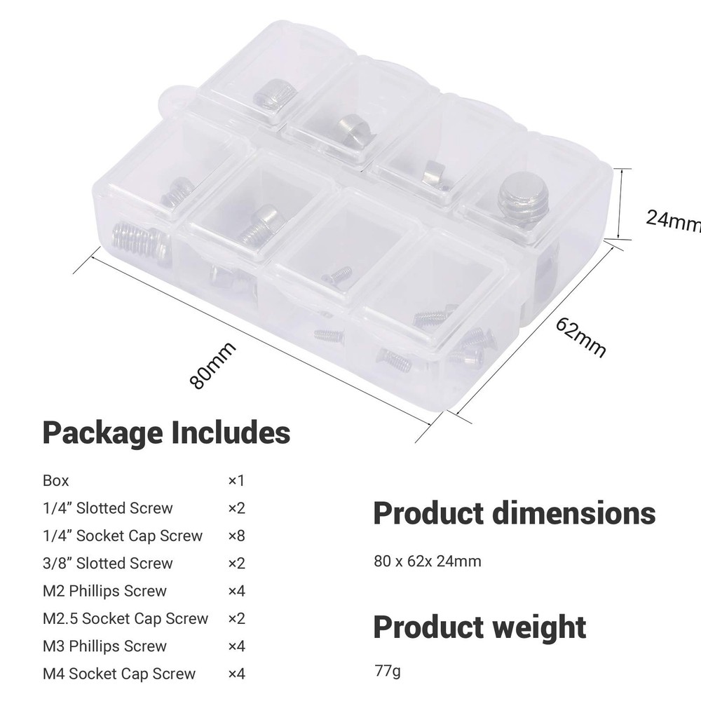 SmallRig Camera Screw Set,26 Pcs Set for Small, Silver