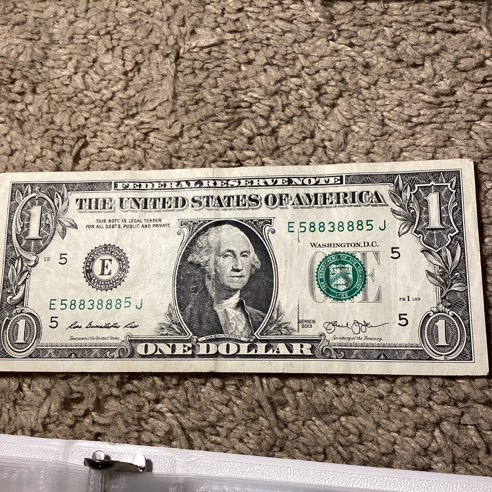 One Dollar Bill ink Error, ink from back on front
