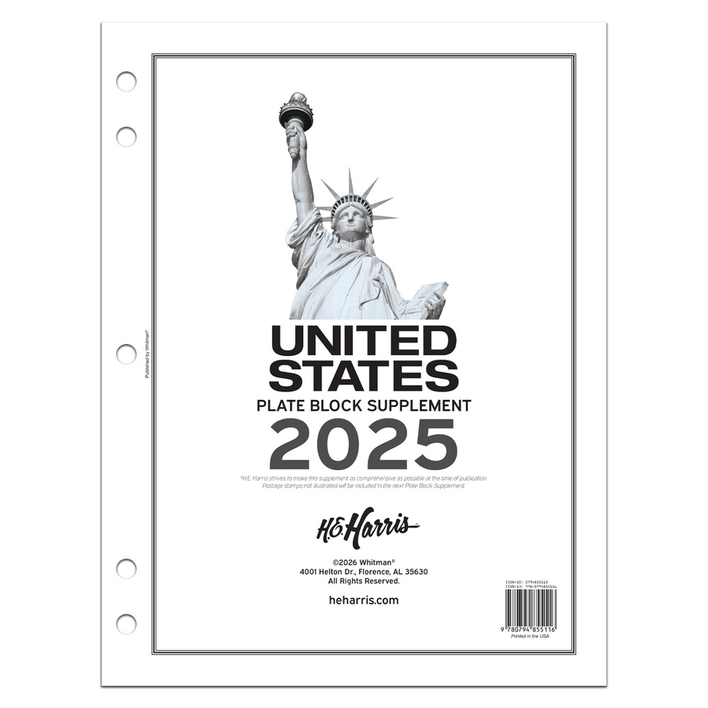 H.E. Harris® 2025 U.S. Plate Block Stamp Album Supplement Pages