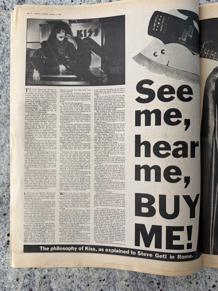 KISS 1980 MELODY MAKER UK NEWSPAPER GENE PAUL ACE PETER AUCOIN VINTAGE MEGA RARE