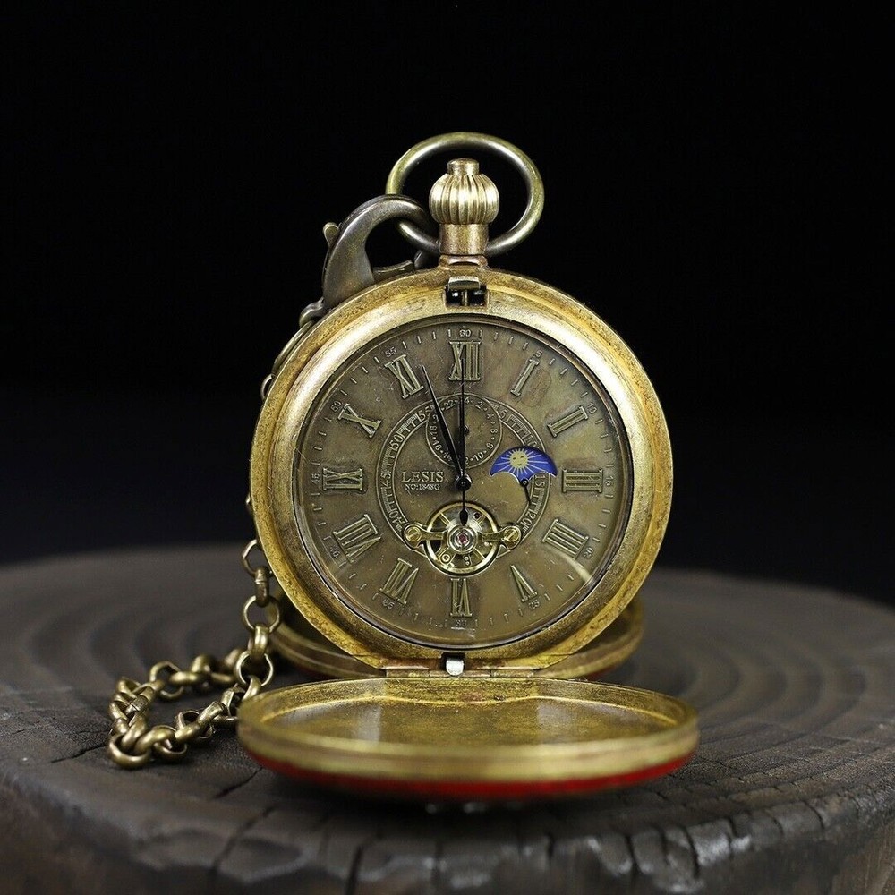 Double copper mechanical pocket watch