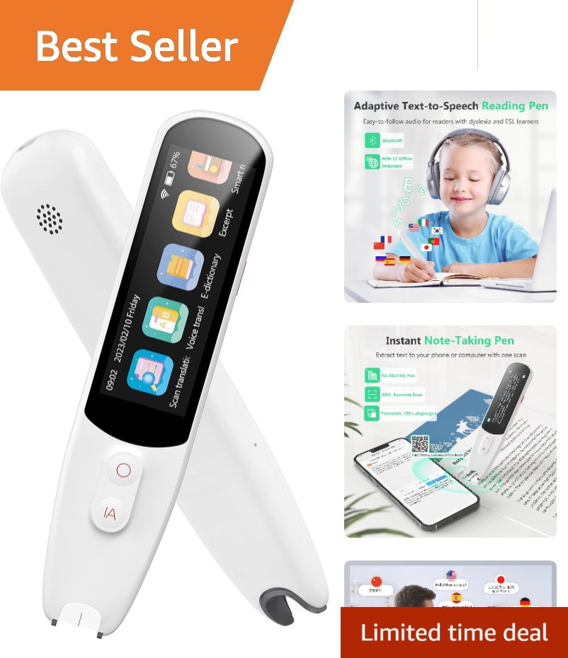 Compact 4-in-1 Translator Pen with Text-to-Speech & Smart Notes Functionality