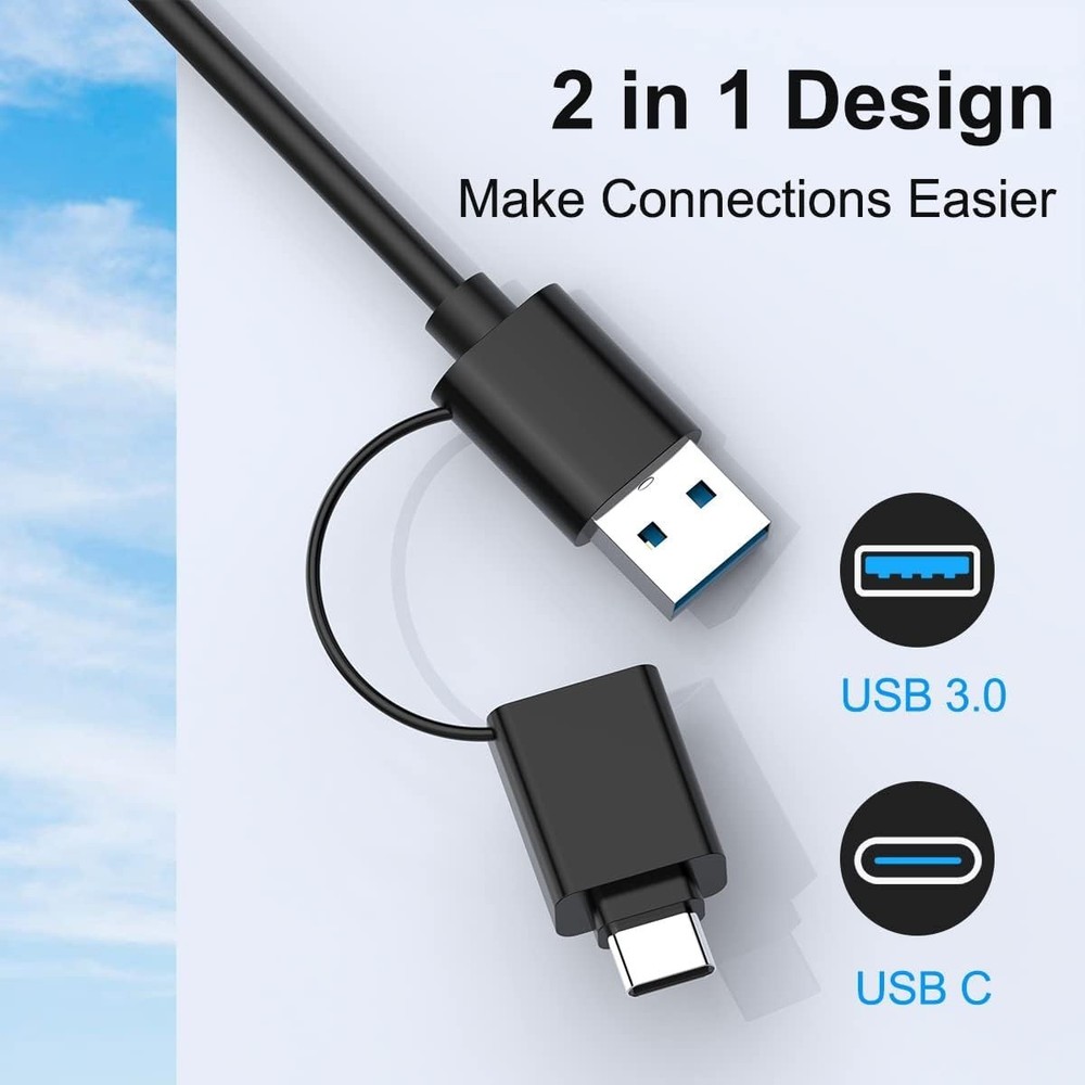 7-in-1 USB C Card Reader with USB 3.0 Adapter or SD/Micro SD/CF for MacBook, PC