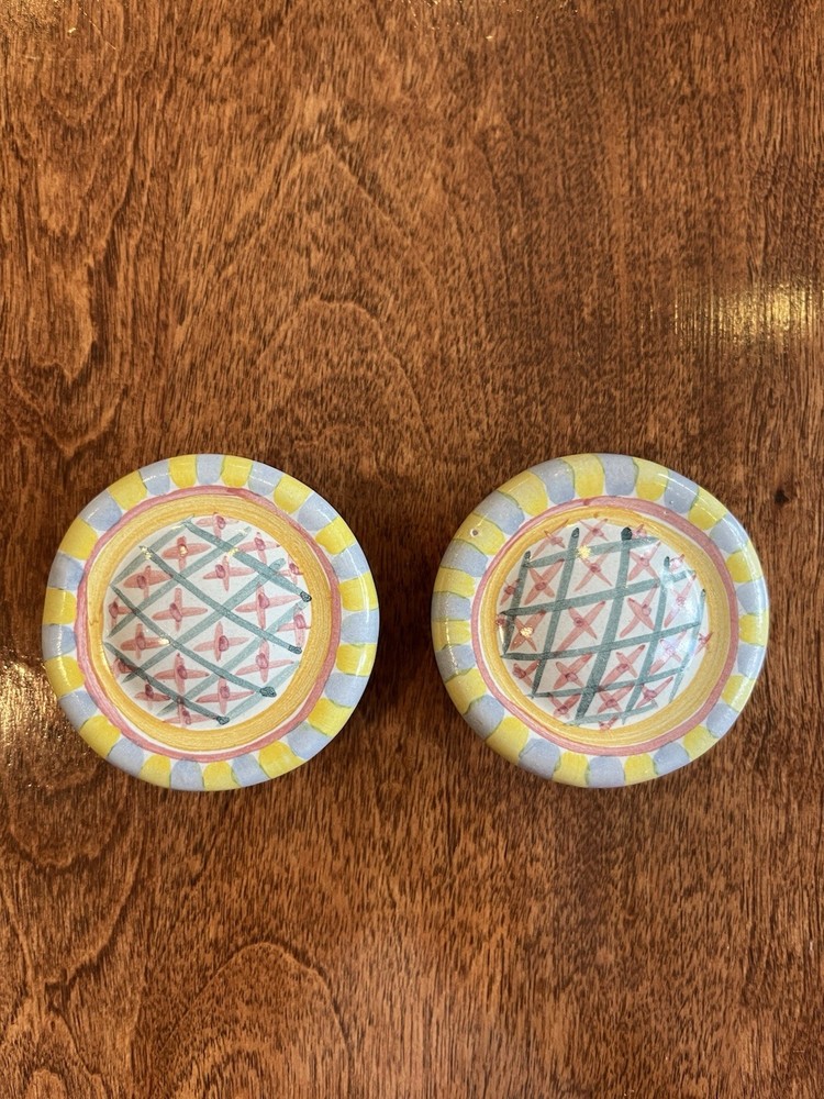 Vintage Mackenzie-Childs 2.5 Drawer Pulls/Knobs, Hand Painted, Perfect Condition