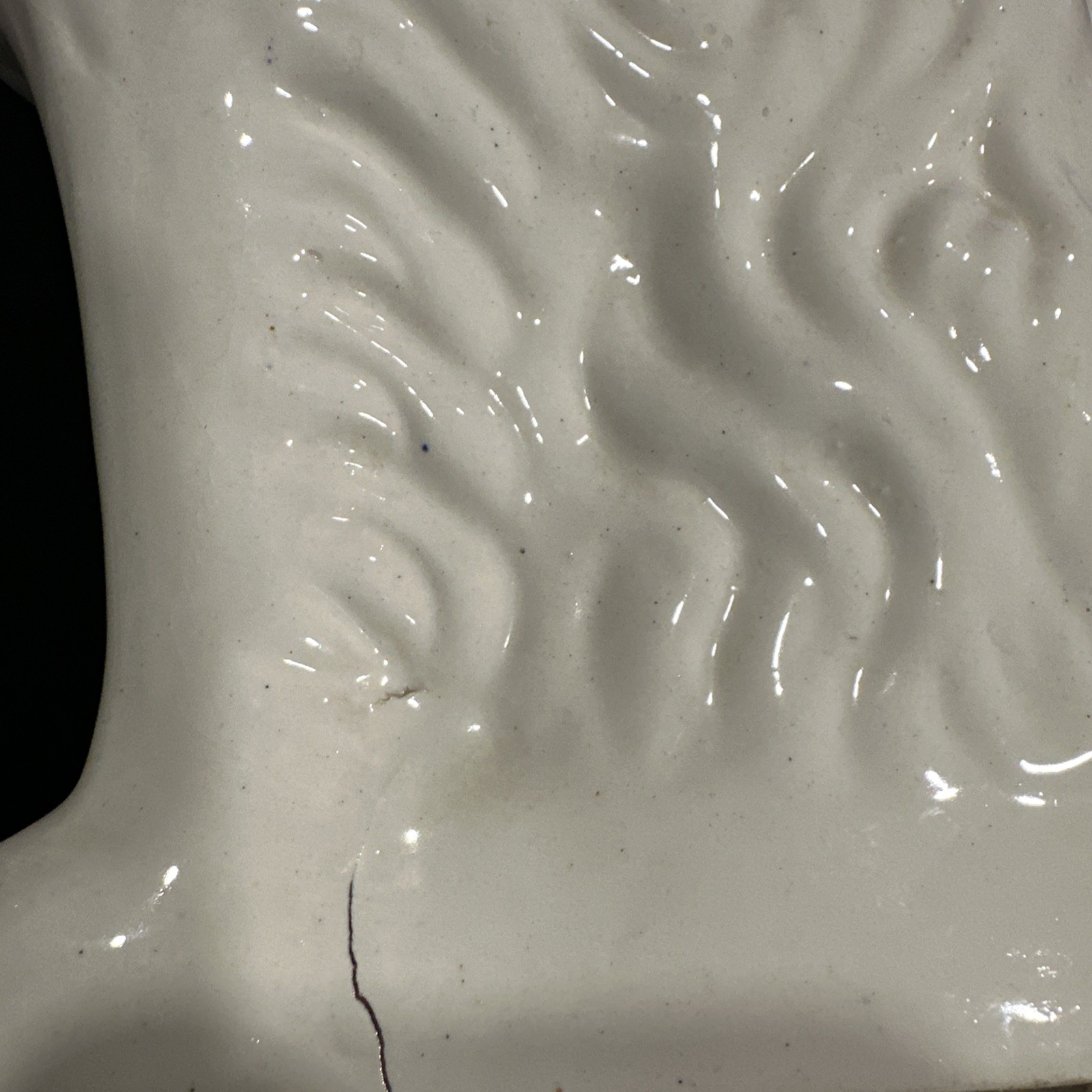 19thC STAFFORDSHIRE WHITE & GILT SEATED SPANIEL DOG Large 15 Inches Tall Rare