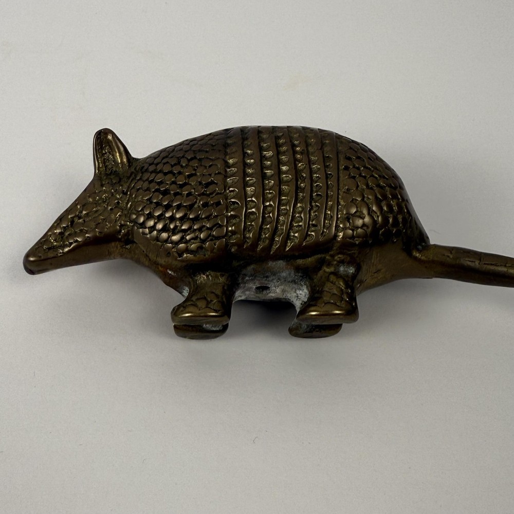 Solid Brass Armadillo Figurine Paperweight Small Desk Decor Animal Statue