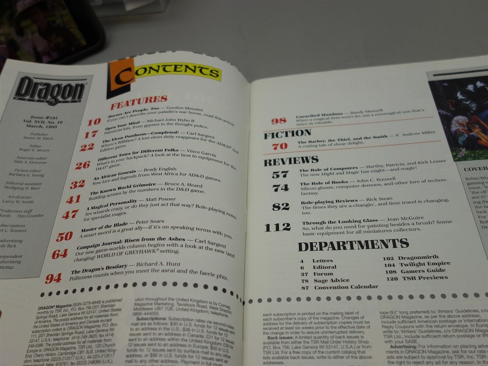 Dragon Magazine: Issue #191 (TSR)