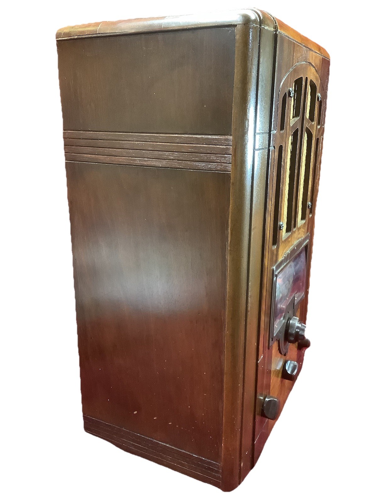 1936 RCA Model 6T2 Tube Type Tombstone Wood Radio Works Good Condition BC SW