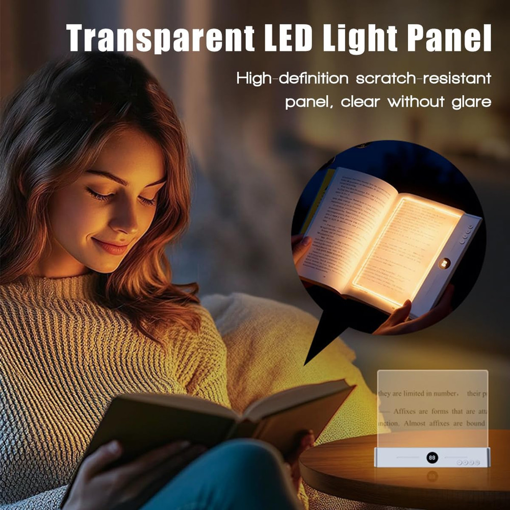 Upgraded Flat Book Light with Timer, Dimmable Panel & 3 Color Options