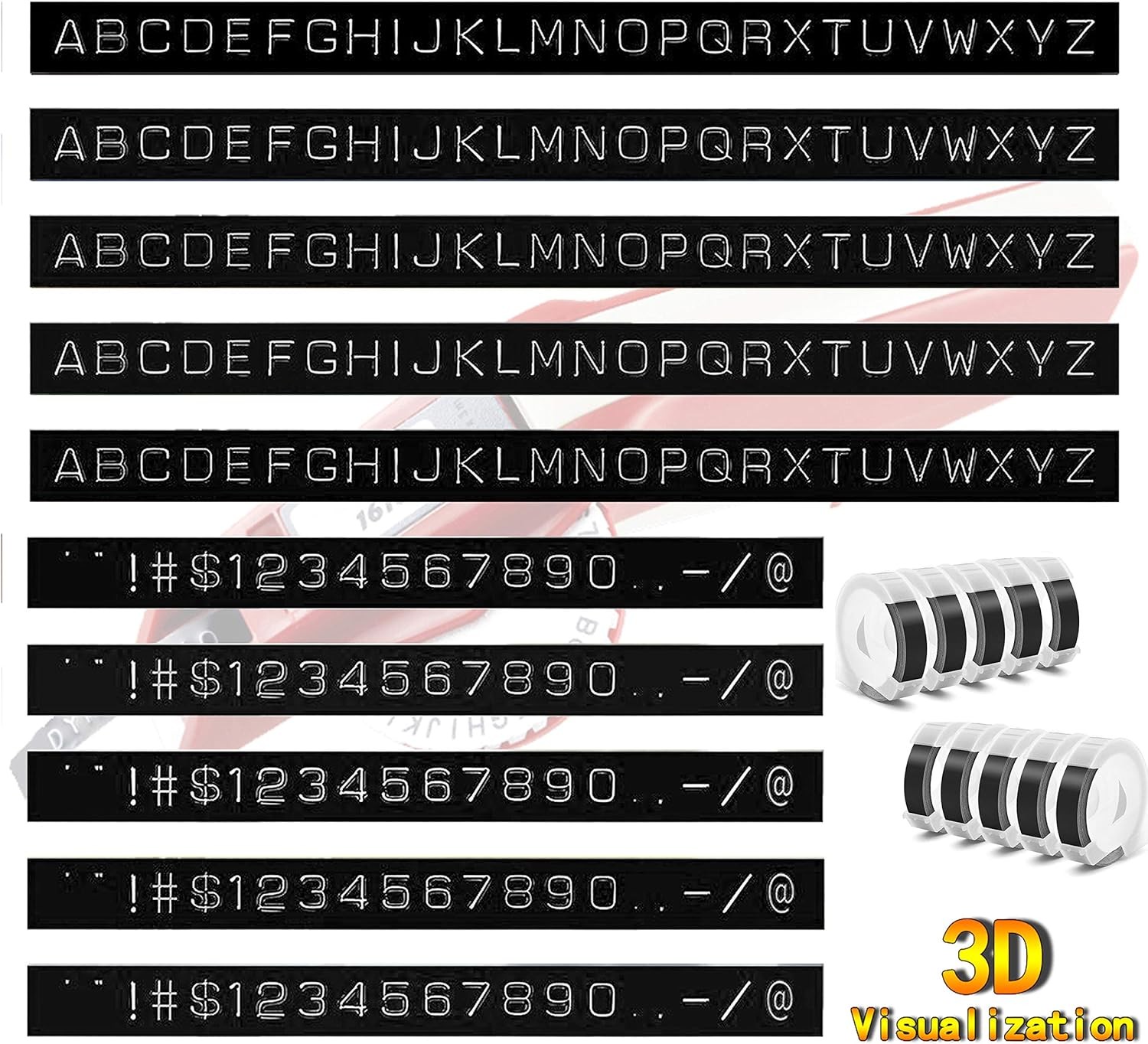 Embossing Label Tape Compatible with Dymo Label Maker,3/8 Inch 3D Plastic lot