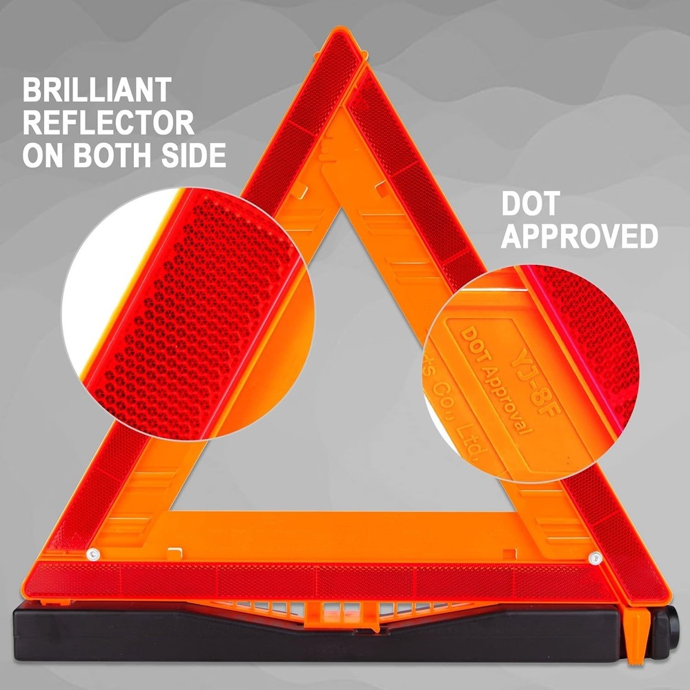 12 Pack DOT Approved Reflective Warning Triangles - Road Safety Kit Essentials