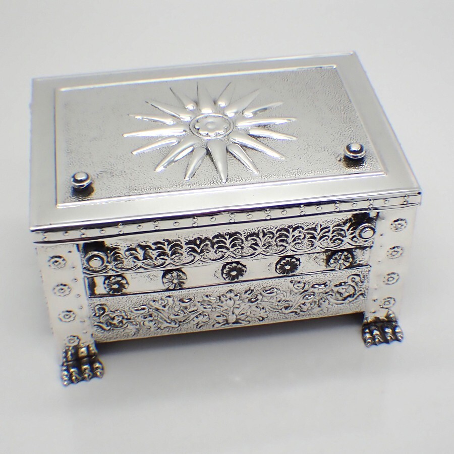 Ornate Greek Box Sterling Silver Lined Interior