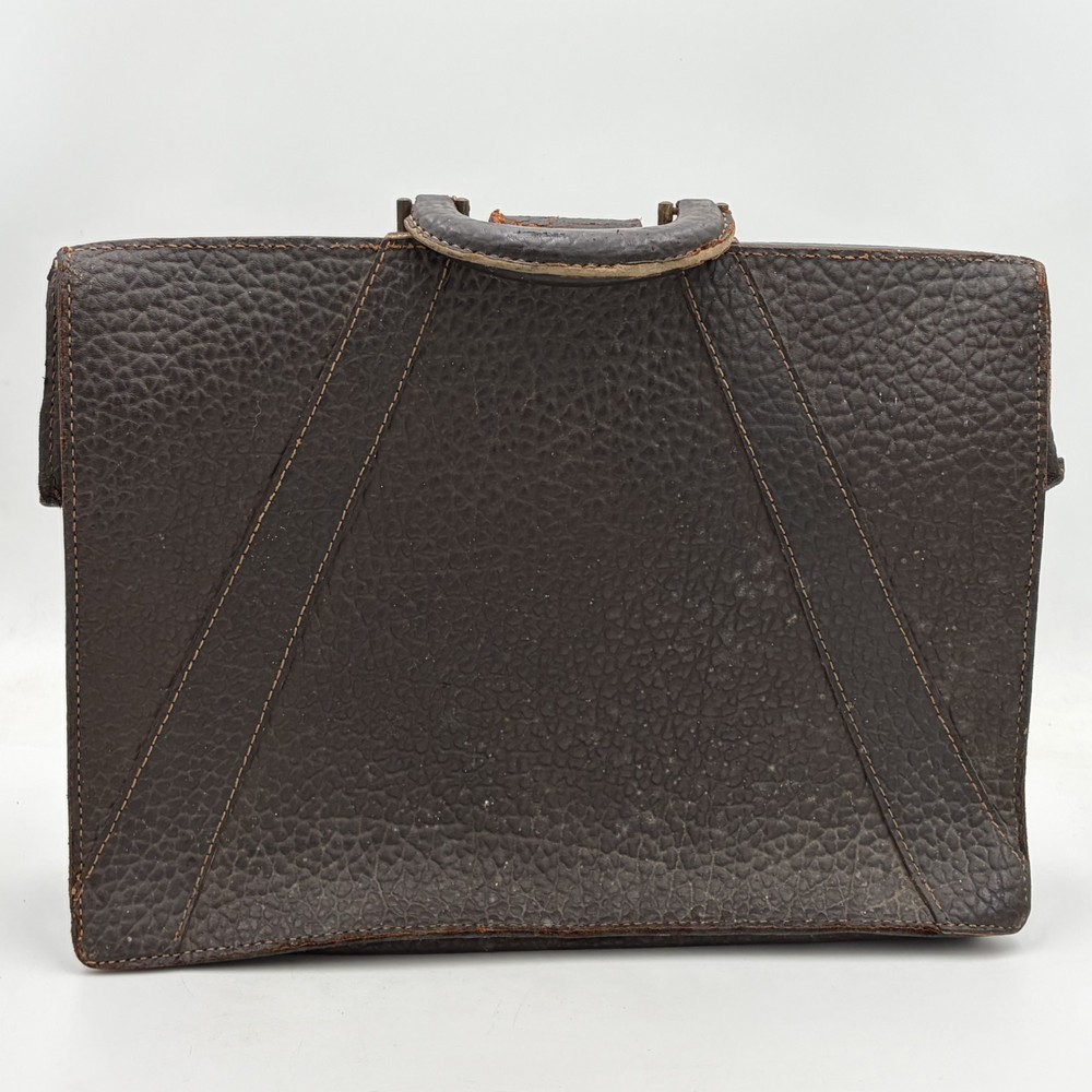 VTG WW2 ERA Case National Briefcase MFG. Co Pebble Leather Deep Buff Cowhide