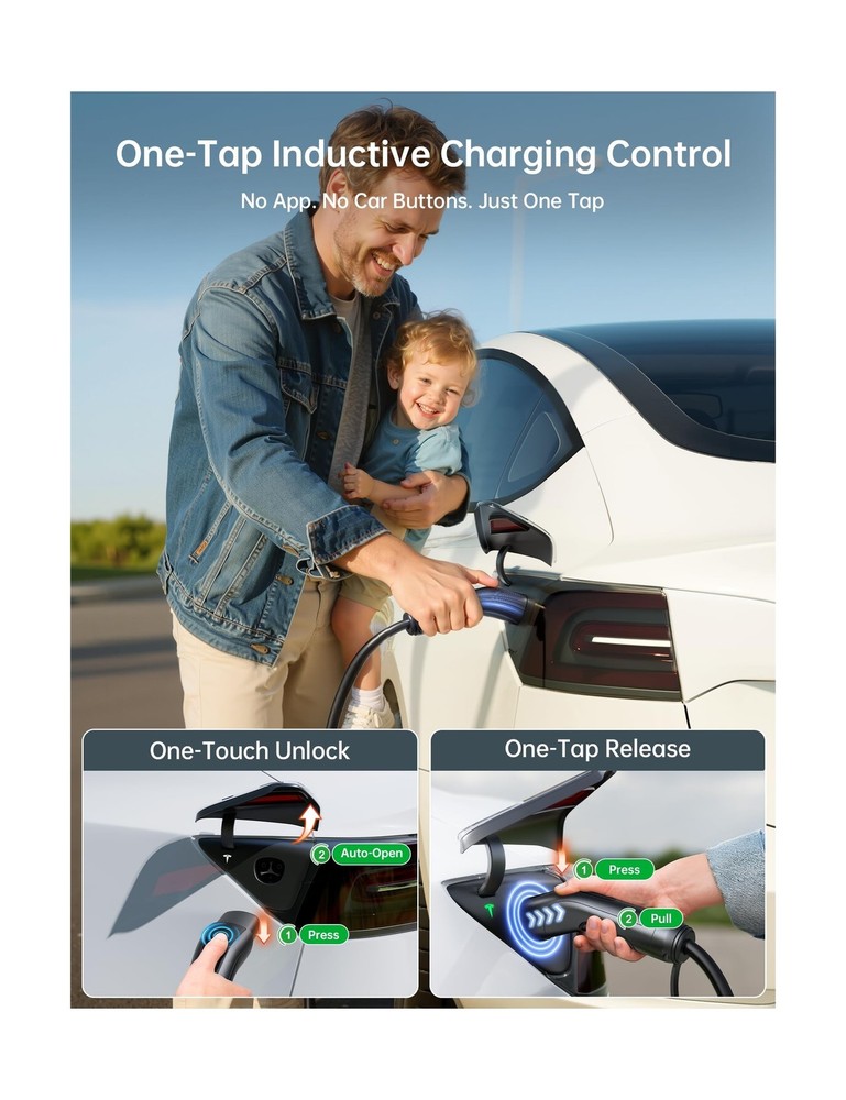 Raylix 32A Level 2 Fast Charger for Tesla, Adjustable Current, Delay Charge, ...