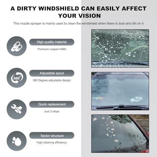 2 PCS Car Front Windshield Washer Nozzle, Single Hole Windshield Washer 2pcs