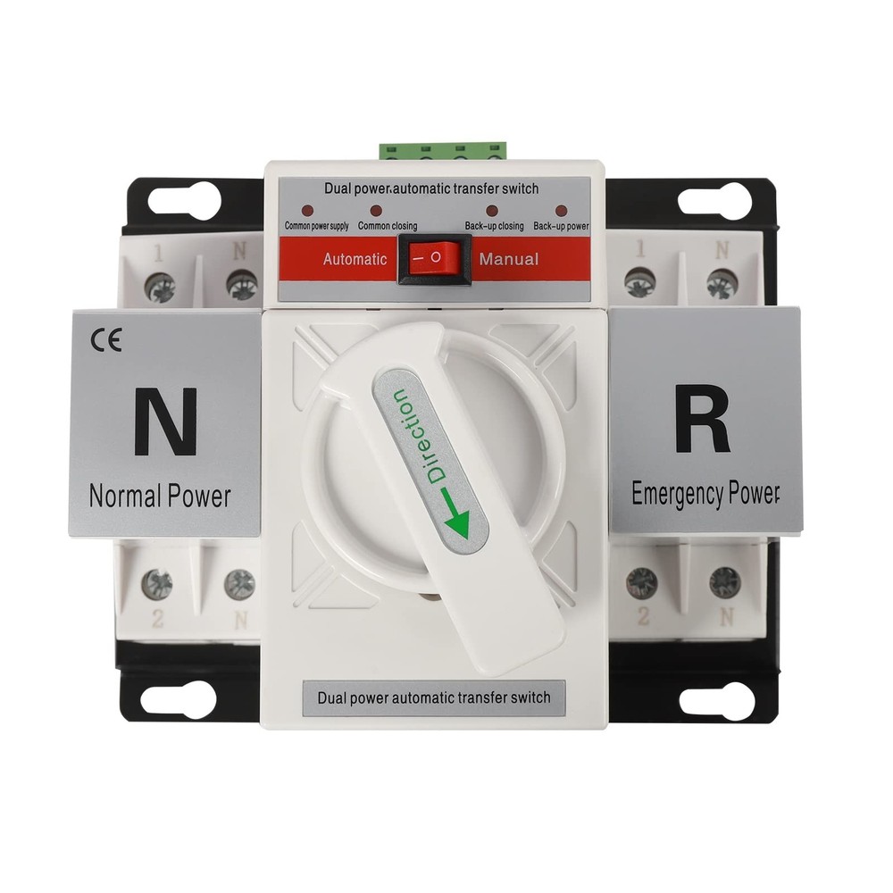 110V 2P 63A Mini Dual Power Automatic Transfer Switch, Generator Changeover S...