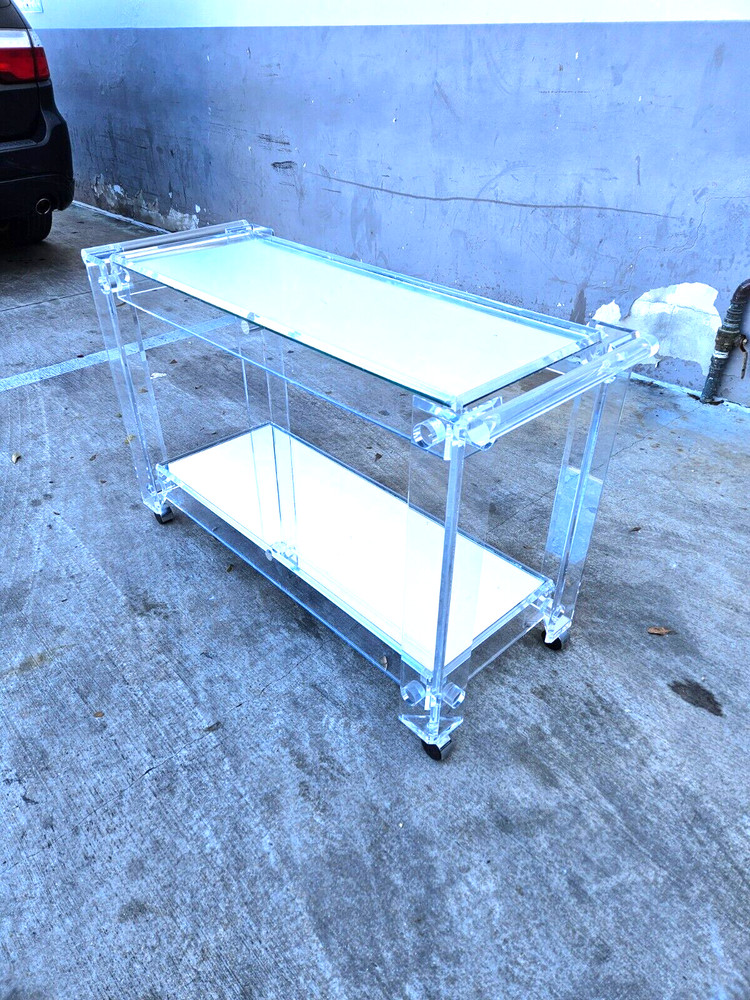 Large Long 1970's Lucite Bar Cart
