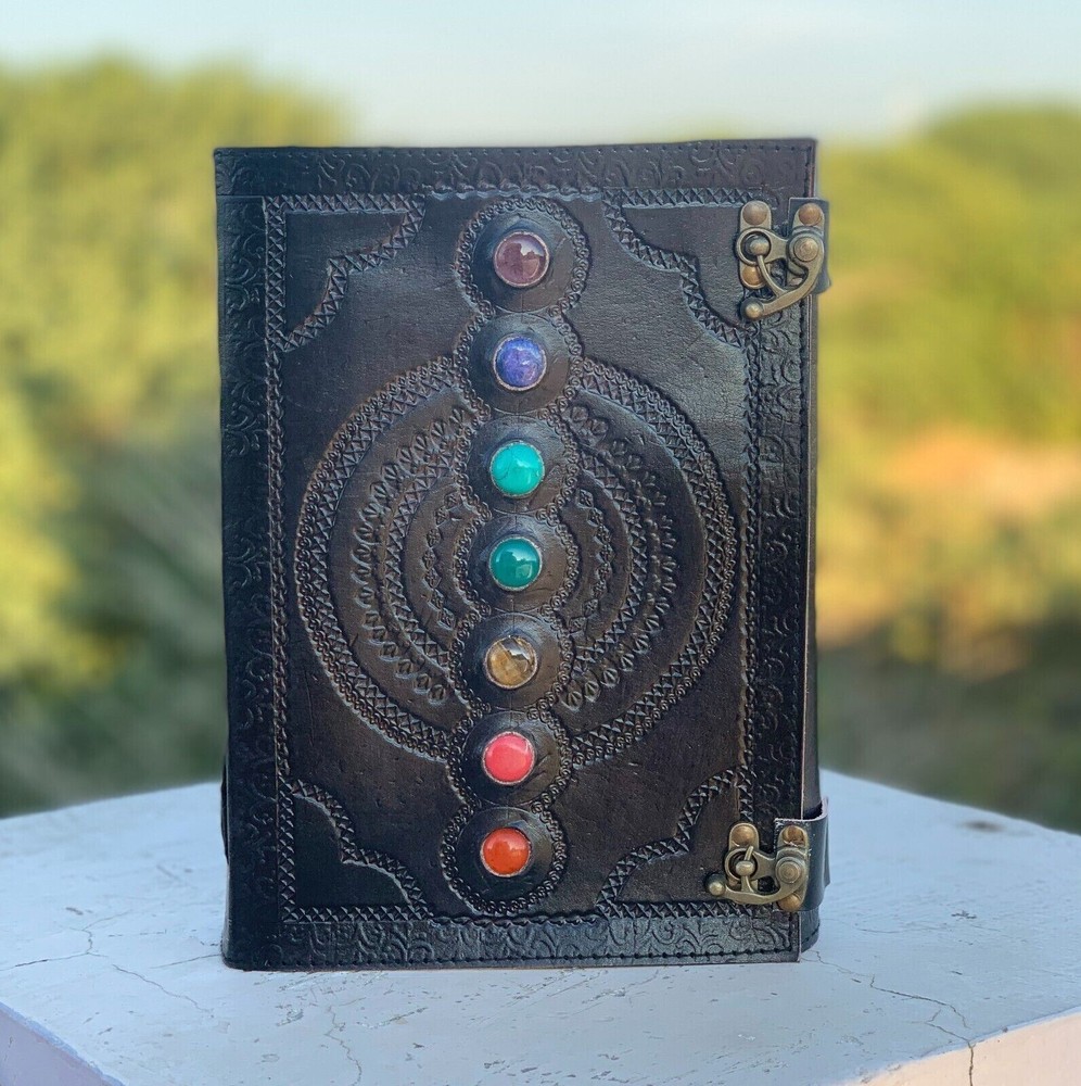 Extra Large 620 Page Embossed Seven Stone Leather Journal Unlined