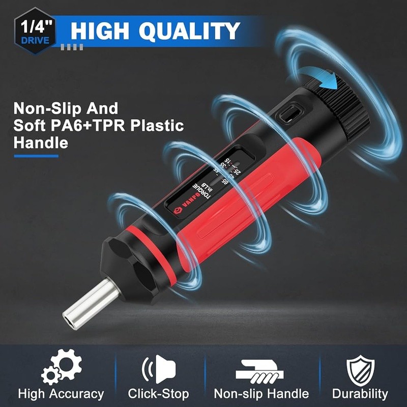 41PCS Torque Screwdriver Set Precision 1/4" Drive Durable S2 Bits Storage Case