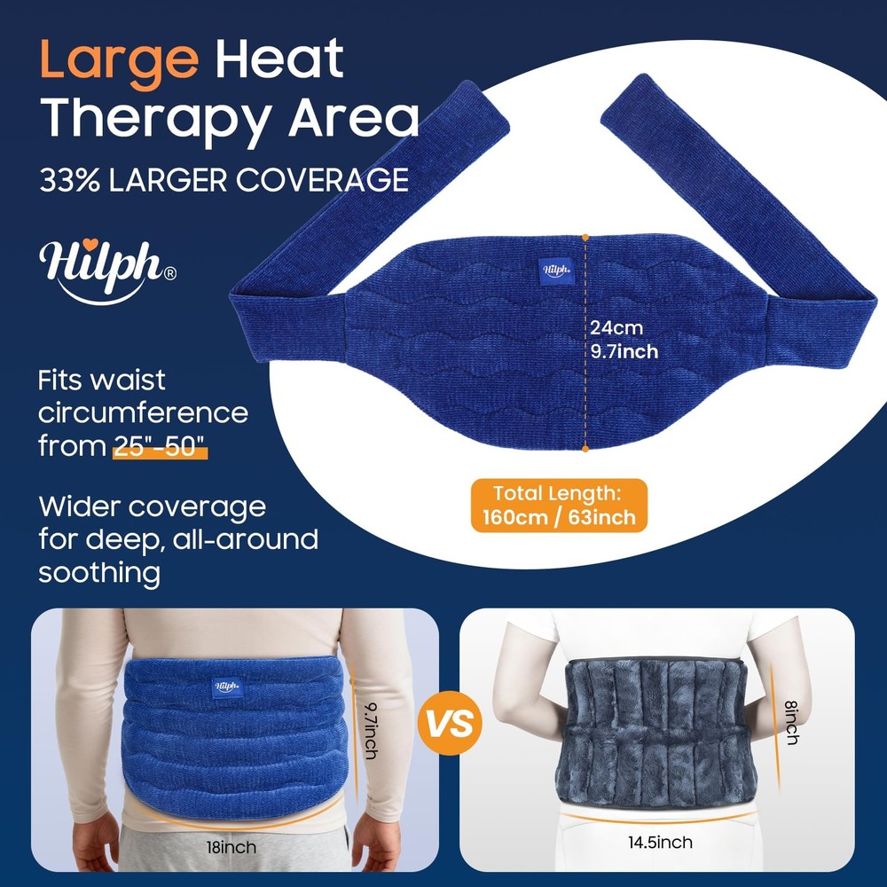 Hilph Heating Pad for Back Microwavable, Extra Large Large, Blue