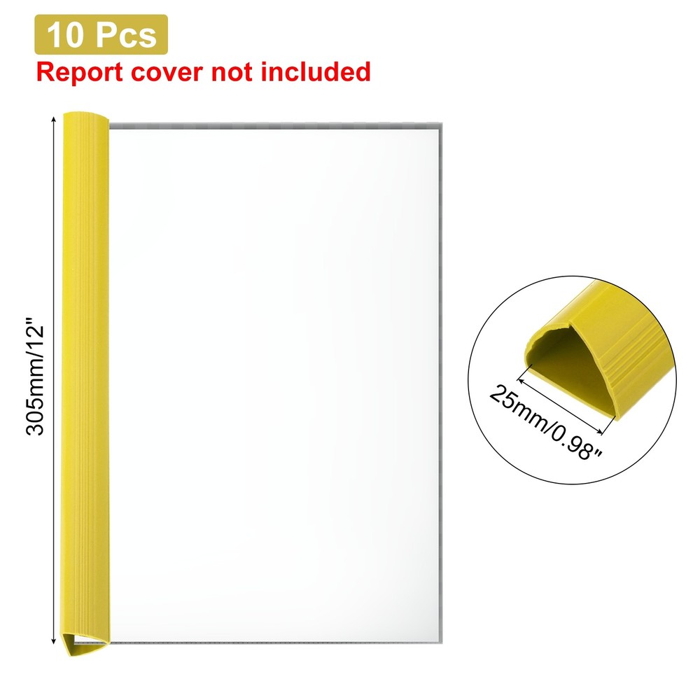 10Pcs Binding Bars, 25mm Binding Bars 220 Sheets Capacity, Yellow
