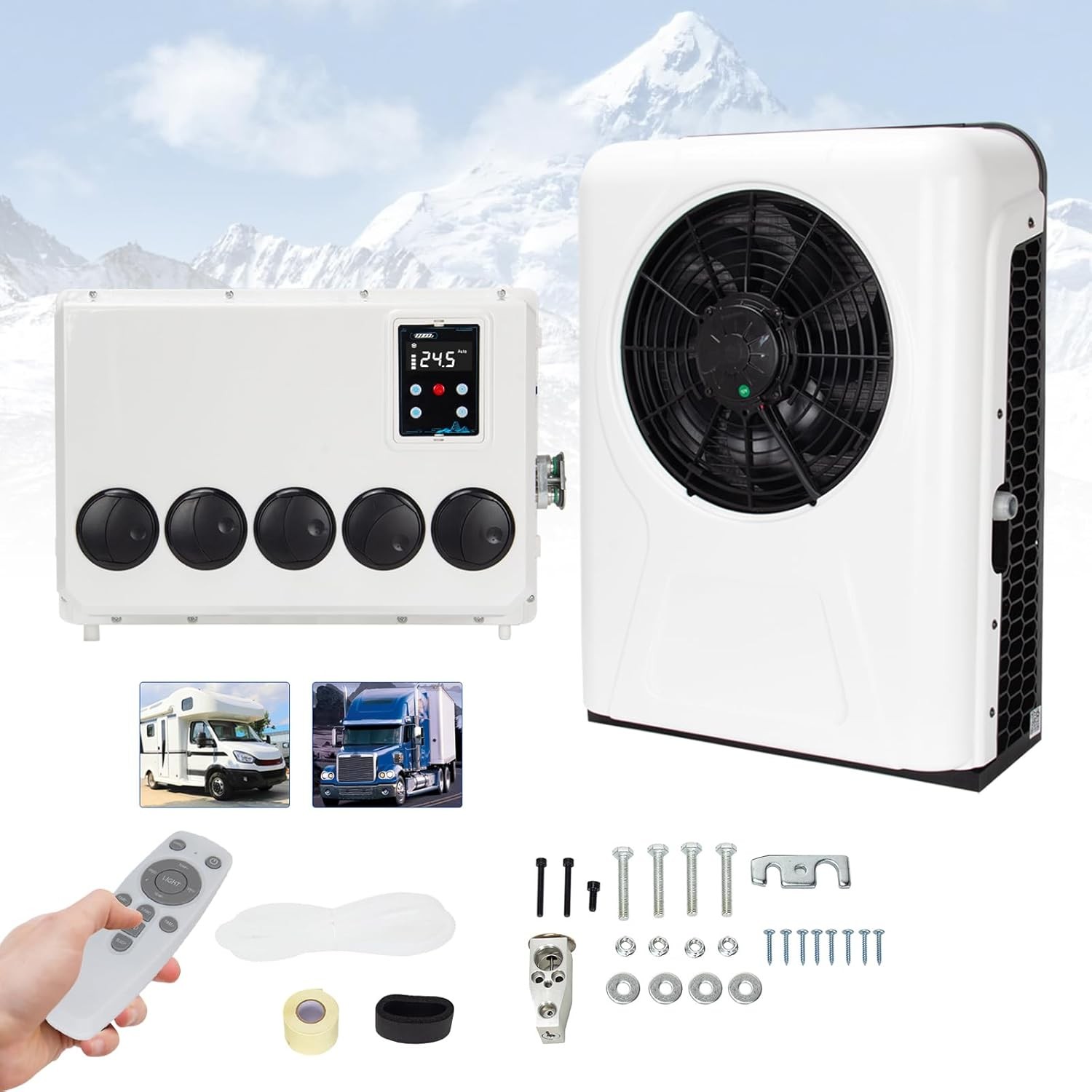 12000BTU 12V Truck Cab Air Conditioner Split AC for Semi Trucks Bus RV Caravan