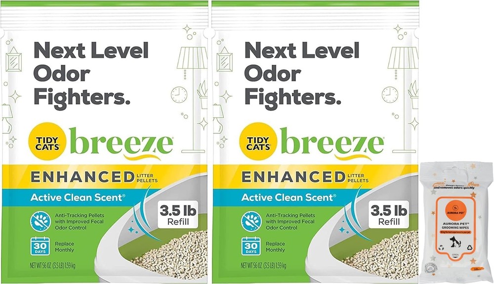 Bundle (2) Cat Breeze Enhanced Active Clean Scent Cat Litter Pellets, Refill ...