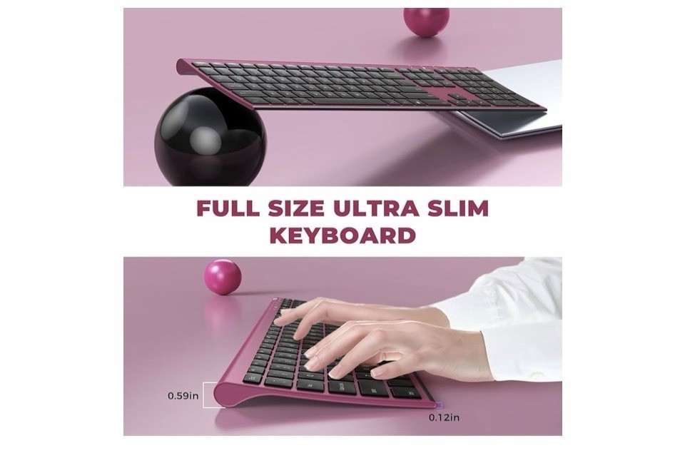 Wireless Keyboard Mouse Combo Rechargeable 2.4GHz Quiet Full-Size USB