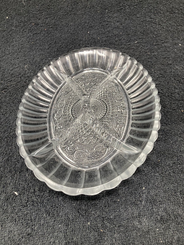 4 Part Crystal Pattern Glass Tray