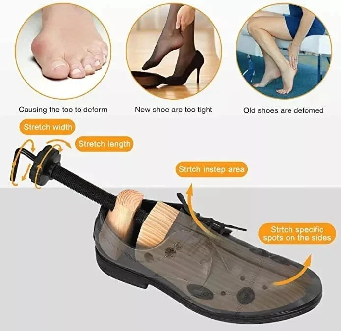 2-Way Wooden Adjustable Shoe Stretcher Expander Men Women Boot Size US 5-13