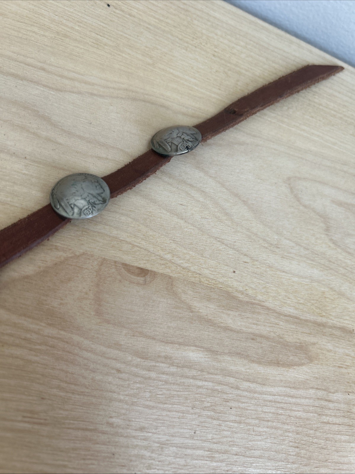 Vintage Buffalo Nickel And Leather Indian Concho Hatband