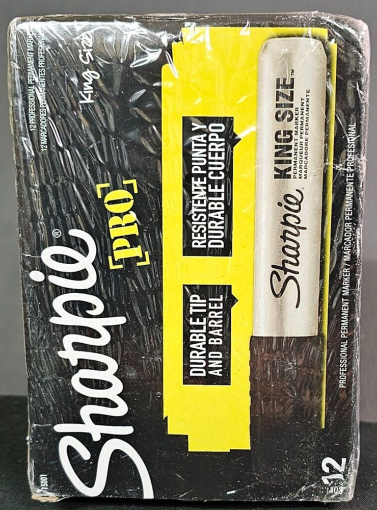 Sharpie PRO Permanent Markers King Sized Chisel Tip Black 12 Ct. Box New