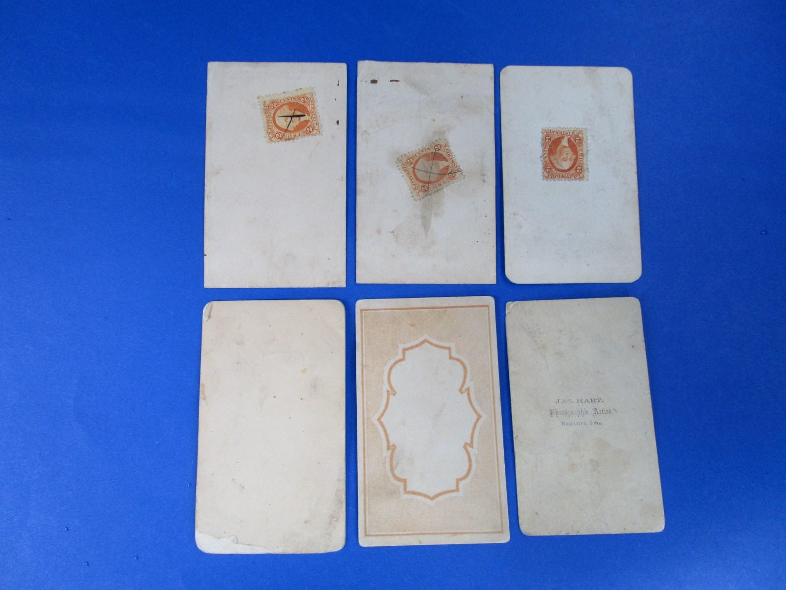 Antique Civil War Era CDV Portraits of Ladies & Gents; Some Tax Stamps