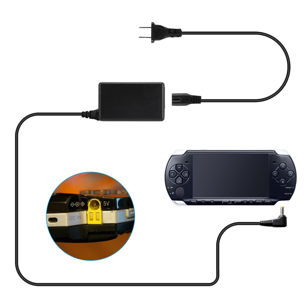 AC Adapter Home Wall Charger Cord Cable for Sony PSP PlayStation 1000 2000 3000