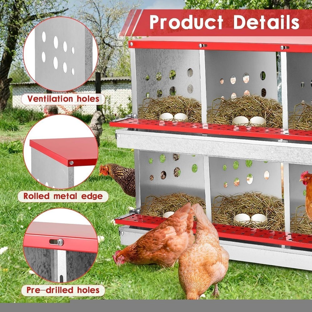 10 Holes Chicken Nesting Box Poultry Perch Brooding Box Egg Automatic Collection