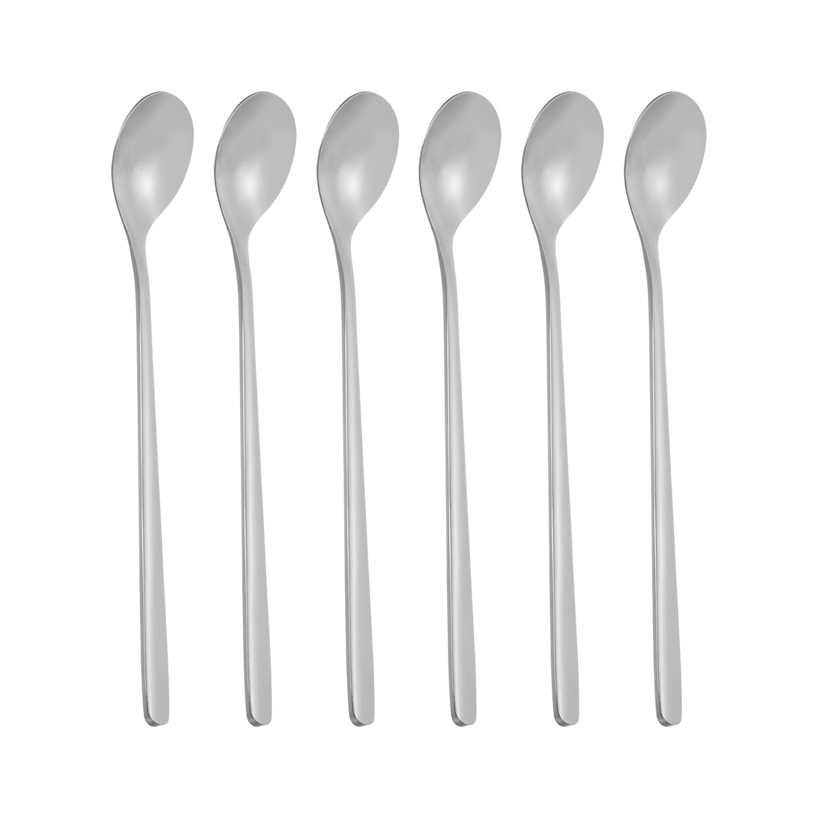 Long Handle Iced Tea Spoon, 6 Pcs 6" Stainless Steel Long Spoons, Silver Tone