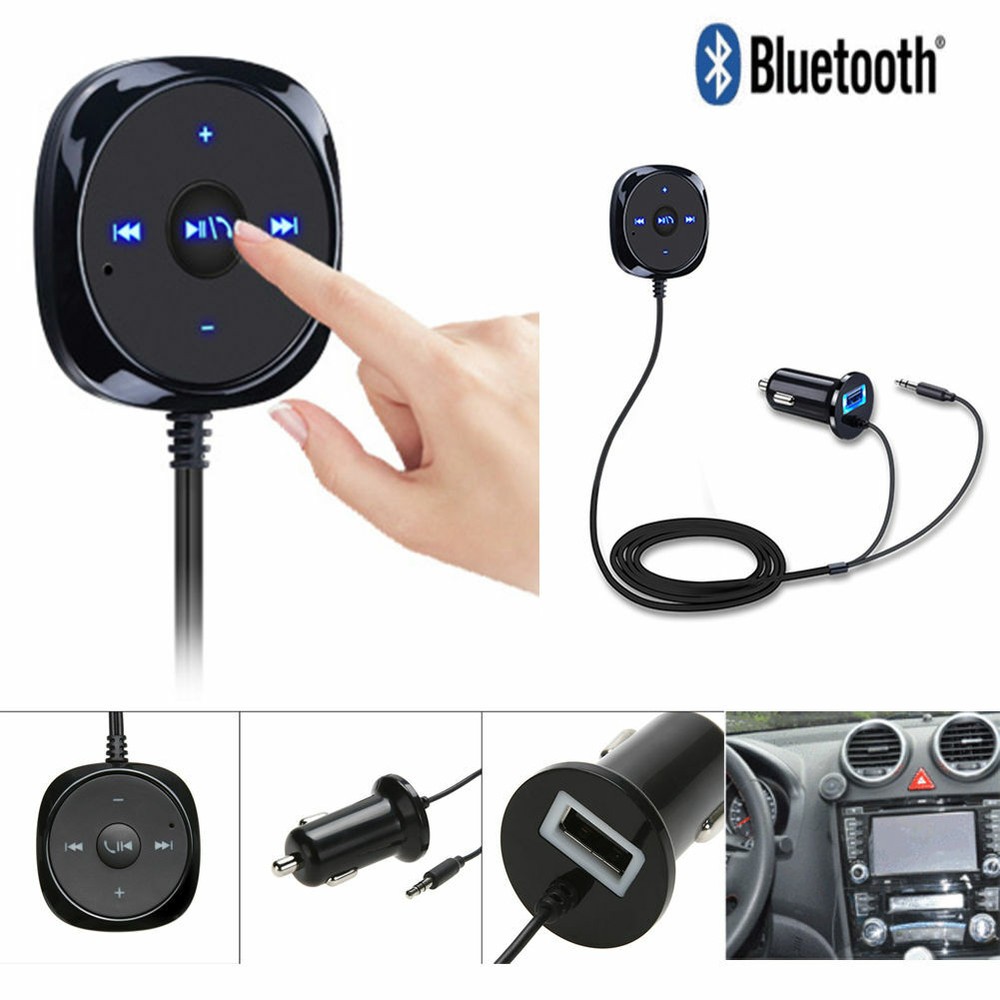 3.5mm Car Bluetooth Receptor Receiver Audio Adapter AUX Mircophone USB Charger