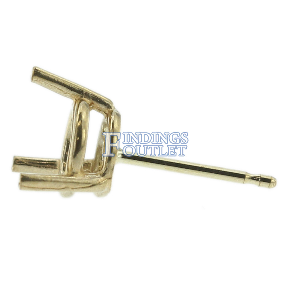 14k Yellow Gold Round Wire Basket Stud Earring Mounting Setting Push Back Post