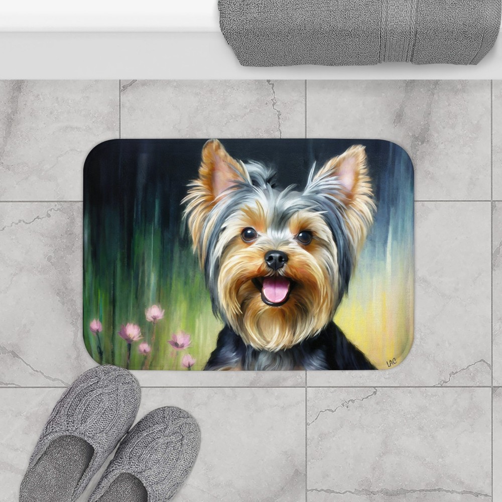 Yorkie #3 Bathroom Rug Mat -