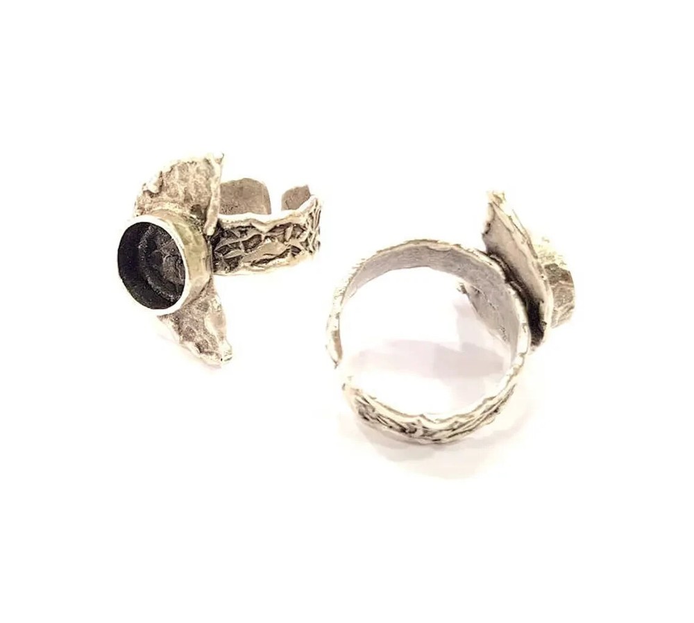 Silver Ring Setting Resin Blank Cabochon Base inlay Ring Mounting Adjustable
