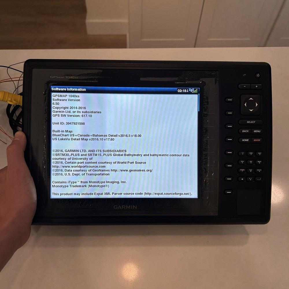 Garmin 1040xs Gps Map Chartplotter Head Unit With Power Cord