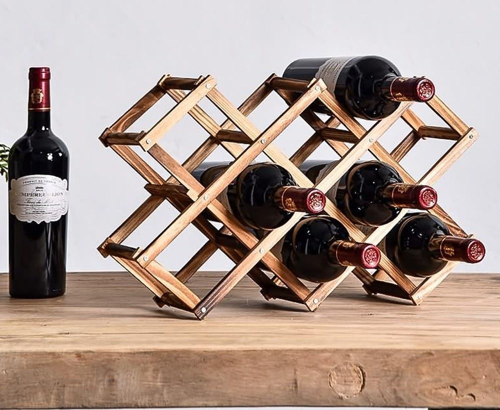 Freestanding Stackable Wine Rack Foldable for Countertop Scratch-Resistant