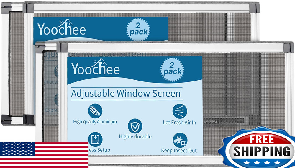 Yoochee Expandable Window Screen 2 Pack Adjustable Small Replacement Screens 10x