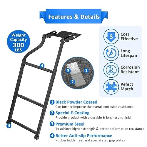 Universal Trucks Tailgate Ladder，Ladder Foldable & Height Adjustable for